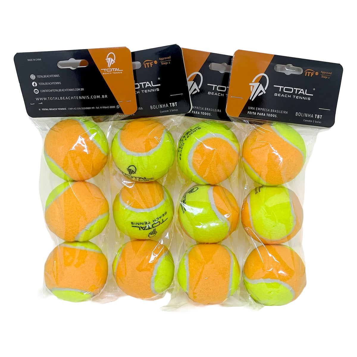 Bola de Beach Tennis TBT ITF Approved - 12 Unidades