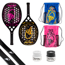 Kit Dupla Campeã com 2 Raquetes Carbono 18k + 2 Mochilas + 2 Grips + 2 Fitas Protetoras - Total Beach Tennis