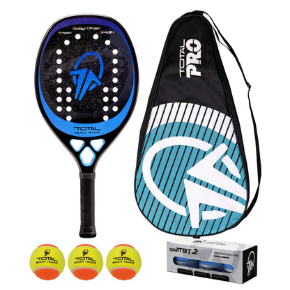 Kit Raquete Beach Tennis Total Pro + 3 Bolas + 3 Overgrips + 1 Fita + Capa - Total Beach Tennis