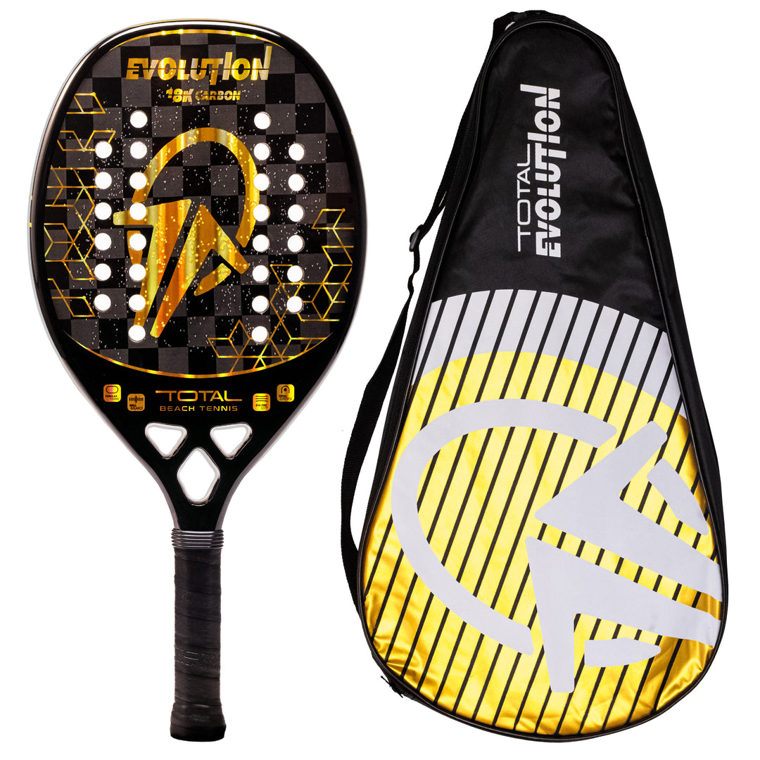 Raquete Beach Tennis Carbono 18k Total Evolution Golden + Capa - Total Beach Tennis